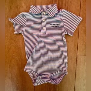 The Breakers (Garb) Striped Polo Onesie - Blue & White